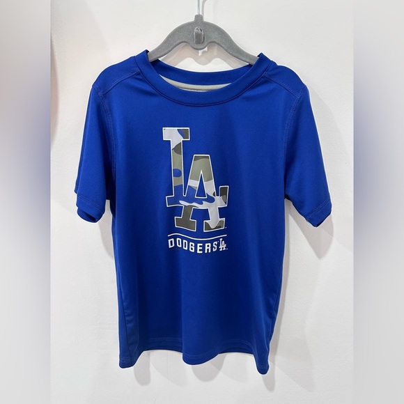 Genuine Merchandise Kids Blue Dodgers Rashguard Tee - Size Large (7) - Picture 1 of 5